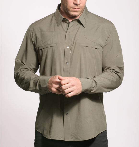 long sleeve OD green front view